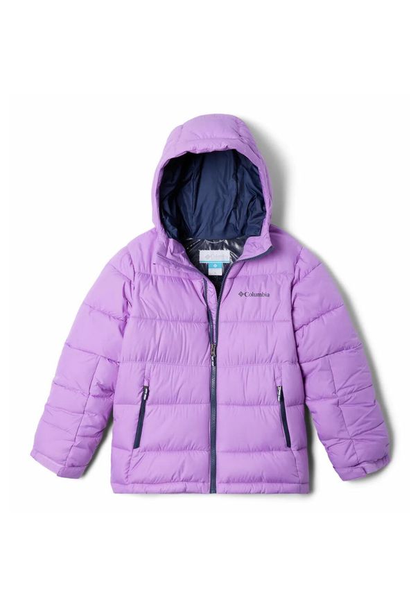 columbia - Kurtka Turystyczna Puchowa Dziecięca Columbia Pike Lake II Hooded Jacket. Kolor: fioletowy. Materiał: puch. Styl: sportowy