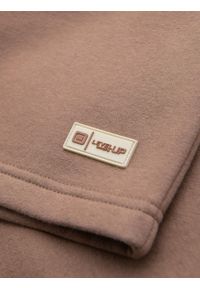 Ombre Clothing - Dresowe szorty unisex ze ściągaczem w pasie – brązowe V16 - Rozmiar: M/L. Kolor: brązowy. Materiał: dresówka. Wzór: aplikacja. Styl: sportowy #12
