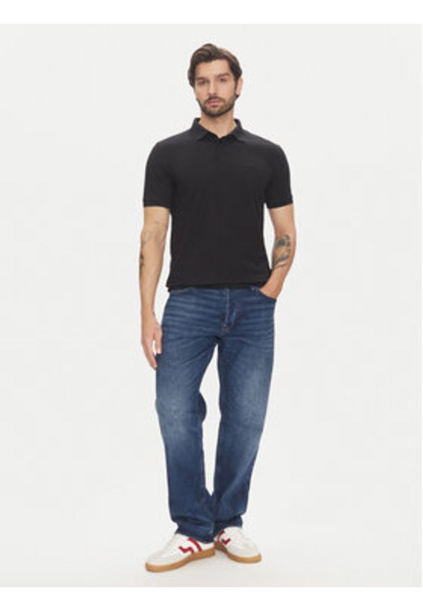 Lindbergh Polo 30-404020 Czarny Relaxed Fit. Typ kołnierza: polo. Kolor: czarny. Materiał: bawełna