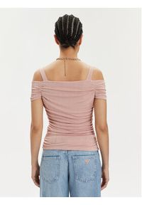 Guess Bluzka Emily W4GP17 KBEM0 Różowy Slim Fit. Kolor: różowy. Materiał: syntetyk