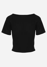 Renee - Czarny Top z Bawełny Ozdobiony Guzikami przy Dekolcie Nediva. Okazja: na co dzień. Kolor: czarny. Materiał: bawełna. Wzór: aplikacja. Styl: casual #8