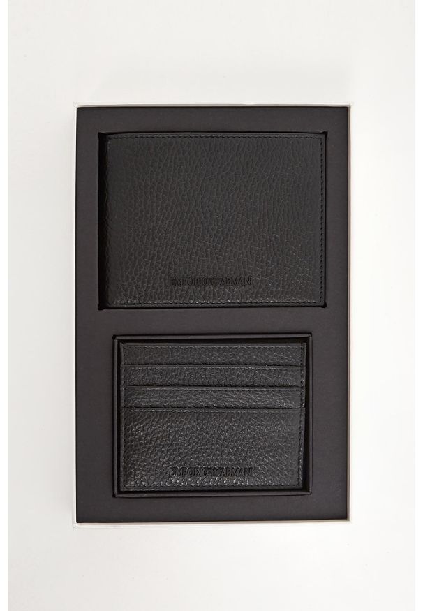 Emporio Armani - Portfel+Etui męskie skórzane EMPORIO ARMANI. Materiał: skóra