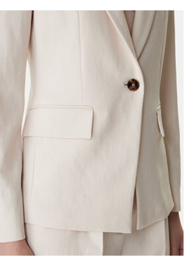 Marella Marynarka Slogan1 2615041211 Écru Slim Fit. Materiał: syntetyk