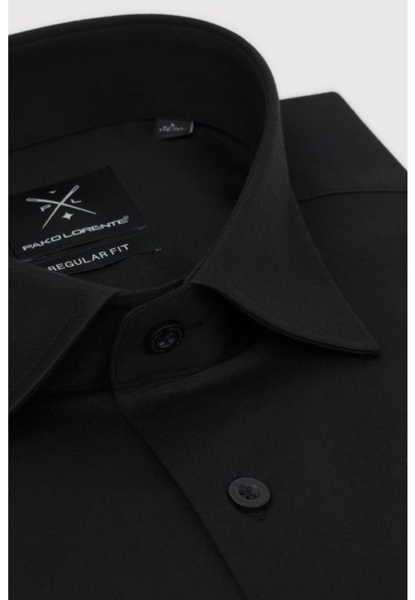 Pako Lorente - PAKO LORENTE – Czarna koszula męska. Kolor: czarny. Materiał: bawełna, elastan. Długość rękawa: długi rękaw. Długość: długie