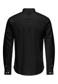 Only & Sons Koszula 22012321 Czarny Slim Fit. Kolor: czarny. Materiał: len