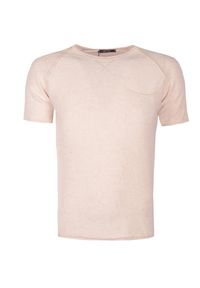 Xagon Man T-shirt | P20081 D12501 | Mężczyzna | Beżowy. Okazja: na co dzień. Kolor: beżowy. Materiał: bawełna, len, akryl. Wzór: aplikacja. Styl: casual #4