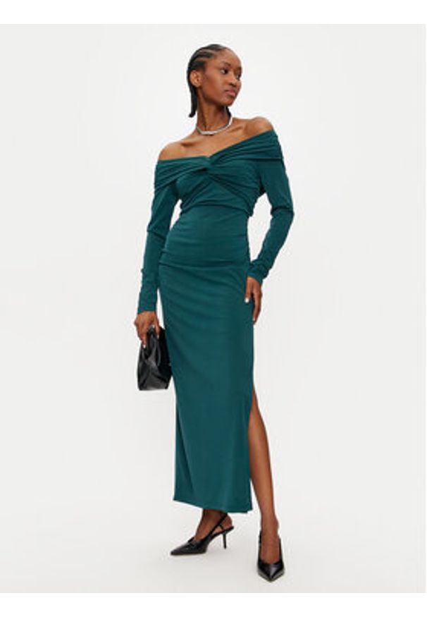 ViCOLO Sukienka wieczorowa TS0240 Zielony Slim Fit. Kolor: zielony. Materiał: syntetyk. Styl: wizytowy