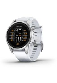 GARMIN - Zegarek sportowy Garmin Epix Pro Gen 2 42 mm srebrny z białym paskiem. Rodzaj zegarka: cyfrowe. Kolor: biały, srebrny, wielokolorowy. Styl: sportowy #1