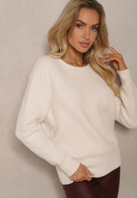 Renee - Beżowy Casualowy Sweter z Dodatkiem Kaszmiru Salielis. Okazja: na co dzień. Kolor: beżowy. Materiał: kaszmir. Styl: casual #3