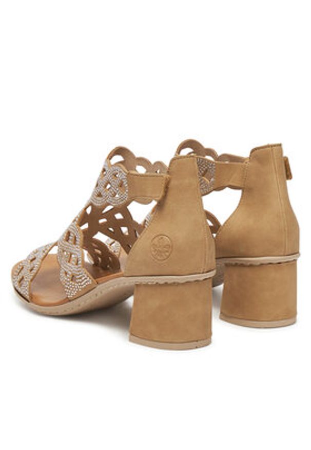 Rieker Sandały 64773-61 Beżowy. Kolor: beżowy. Materiał: materiał