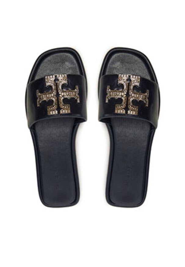 Tory Burch Klapki Double T Deco Sport 158768 Czarny. Kolor: czarny. Materiał: skóra. Styl: sportowy