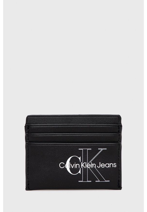 Calvin Klein Jeans etui na karty K60K609352.PPYY damski kolor czarny. Kolor: czarny