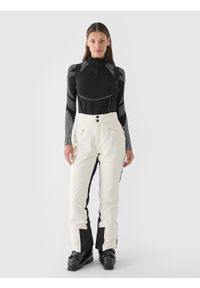 4f - 4F Spodnie narciarskie membrana Dermizax 20000 damskie - białe M. Kolor: biały. Materiał: poliester, materiał, puch. Technologia: Dermizax. Długość: długie. Sezon: zima. Sport: narciarstwo #1
