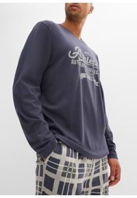 bonprix - Piżama z długimi rękawami z czystej bawełny organicznej. Kolor: szary, niebieski. Materiał: bawełna. Długość: długie #3