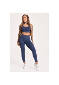 GYM GLAMOUR - Legginsy fitness damskie Gym Glamour push up 2.0. Kolor: niebieski. Sport: fitness