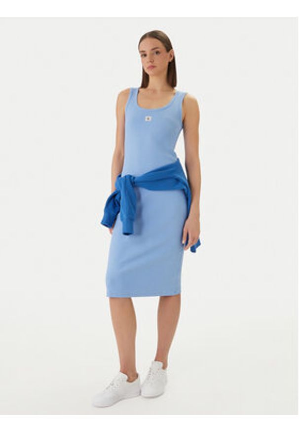 Calvin Klein Jeans Sukienka codzienna Baby Rib LV047F257G Błękitny Slim Fit. Okazja: na co dzień. Kolor: niebieski. Materiał: bawełna. Typ sukienki: proste. Styl: casual