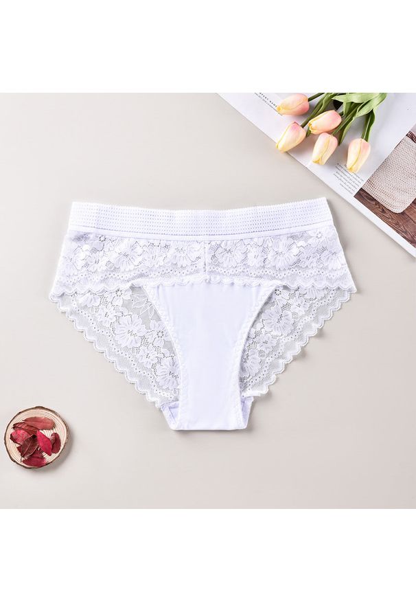 Intica - Figi z koronkowym pasem na co dzień i okazje Trautlind. Kolor: biały. Materiał: koronka. Wzór: koronka