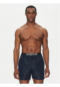 Calvin Klein Swimwear Szorty kąpielowe KM0KM01093 Granatowy Regular Fit. Kolor: niebieski. Materiał: syntetyk
