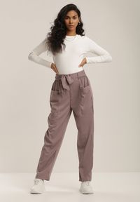 Renee - Ciemnofioletowe Spodnie Xenvia. Stan: podwyższony. Kolor: fioletowy. Długość: długie #2