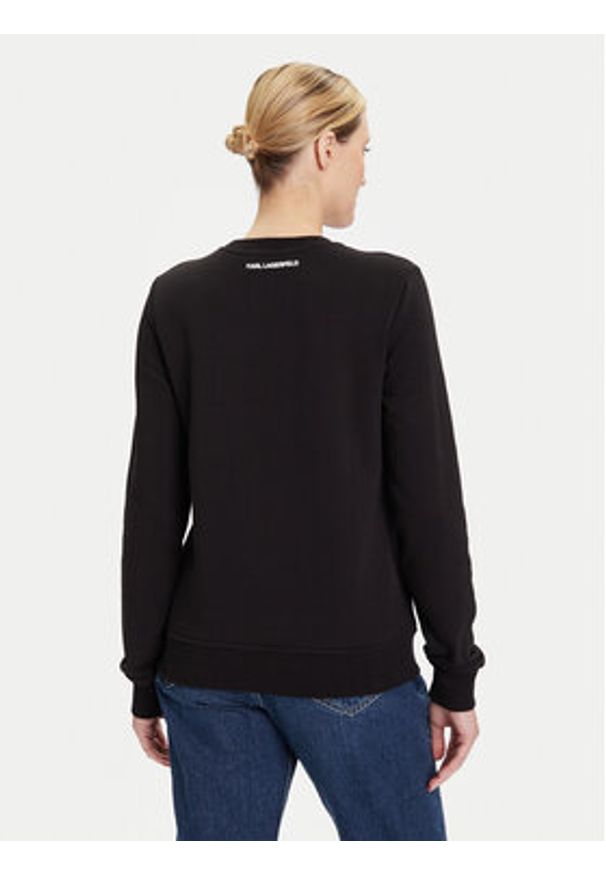 Karl Lagerfeld - KARL LAGERFELD Bluza A4W20045 Czarny Regular Fit. Typ kołnierza: dekolt w karo. Kolor: czarny. Materiał: bawełna