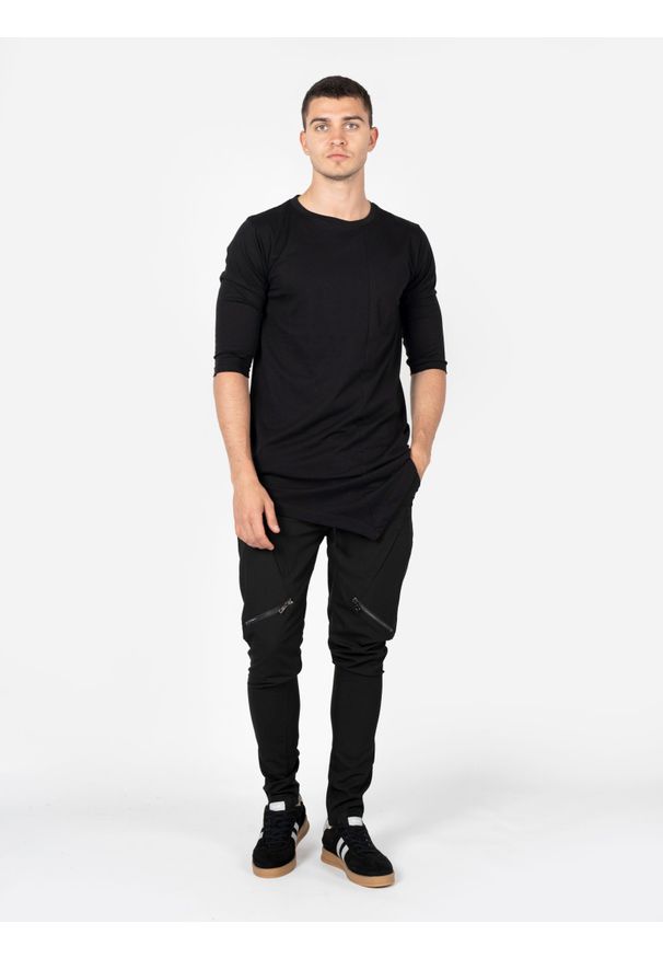 La Haine Inside Us Spodnie | P24033RLM126 | Mężczyzna | Czarny. Okazja: na co dzień, do pracy. Kolor: czarny. Materiał: poliester, wiskoza, elastan. Styl: casual, elegancki