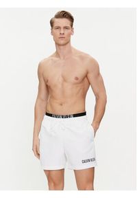 Calvin Klein Swimwear Szorty kąpielowe KM0KM00992 Biały Regular Fit. Kolor: biały. Materiał: syntetyk #2