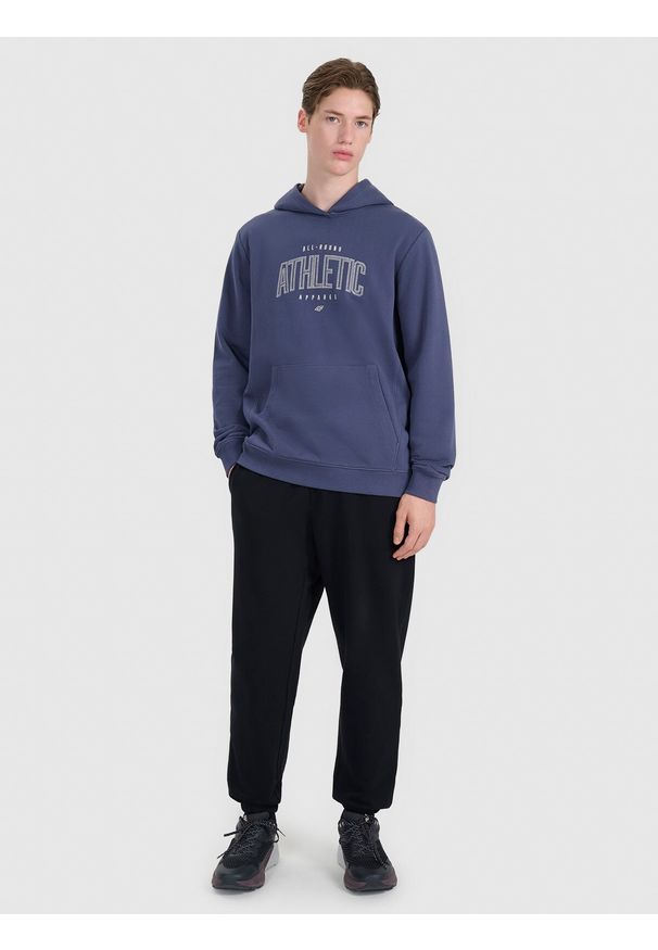 4f - 4F Bluza dresowa nierozpinana z kapturem męska - szara XL. Okazja: na co dzień. Typ kołnierza: kaptur. Kolor: szary. Materiał: dresówka. Wzór: gładki, nadruk, napisy, ze splotem. Styl: casual, sportowy