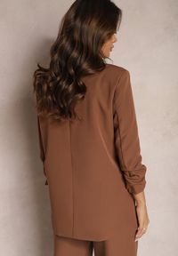 Renee - Brązowa Marynarka Orolea. Kolor: brązowy. Materiał: tkanina. Wzór: jednolity, gładki. Styl: elegancki