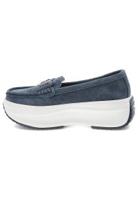 Granatowe Półbuty Filippo Wsuwane Buty Damskie Na Platformie. Zapięcie: bez zapięcia. Kolor: niebieski. Obcas: na platformie #3