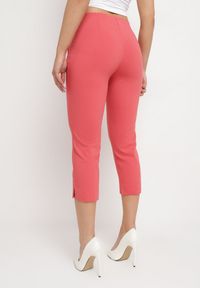 Born2be - Różowe Spodnie o Długości 3/4 z Elastyczną Gumką w Pasie i Wiązaniem Cidasara. Kolor: różowy #7