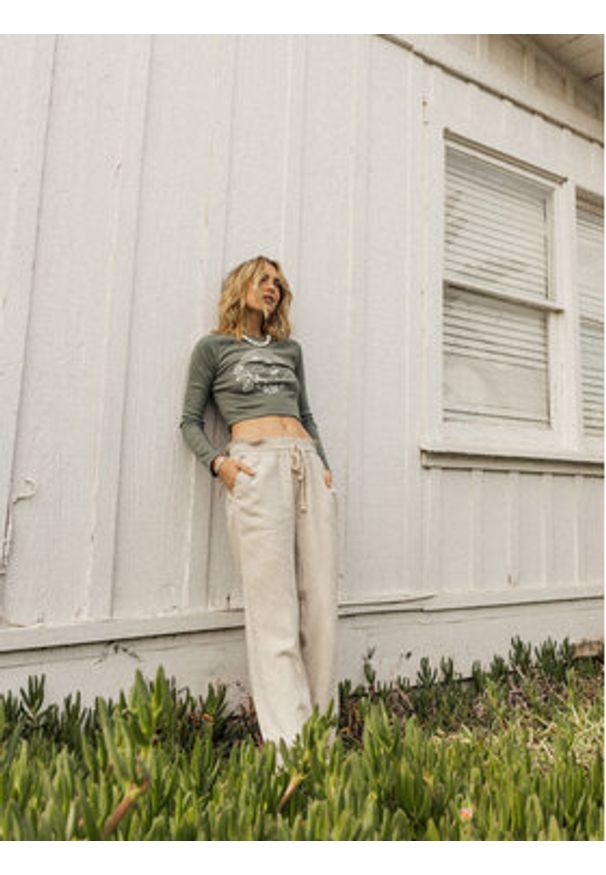 Roxy Spodnie materiałowe Oceanside ARJNP03006 Beżowy Easy Fit. Kolor: beżowy. Materiał: len