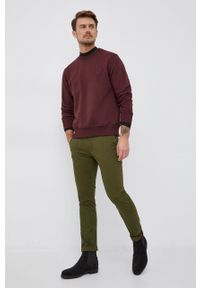 TOMMY HILFIGER - Tommy Hilfiger Spodnie męskie kolor zielony proste. Okazja: na co dzień. Kolor: zielony. Materiał: tkanina, bawełna. Wzór: gładki. Styl: casual #4