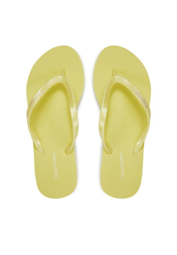 Calvin Klein Japonki Flip Flop Deboss Logo Met HW0HW02043 Żółty. Kolor: żółty. Materiał: syntetyk