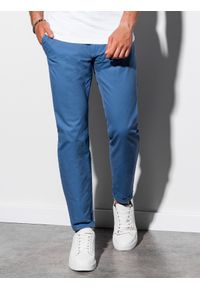 Ombre Clothing - Spodnie męskie chino P894 - niebieskie - L. Kolor: niebieski. Materiał: elastan, bawełna