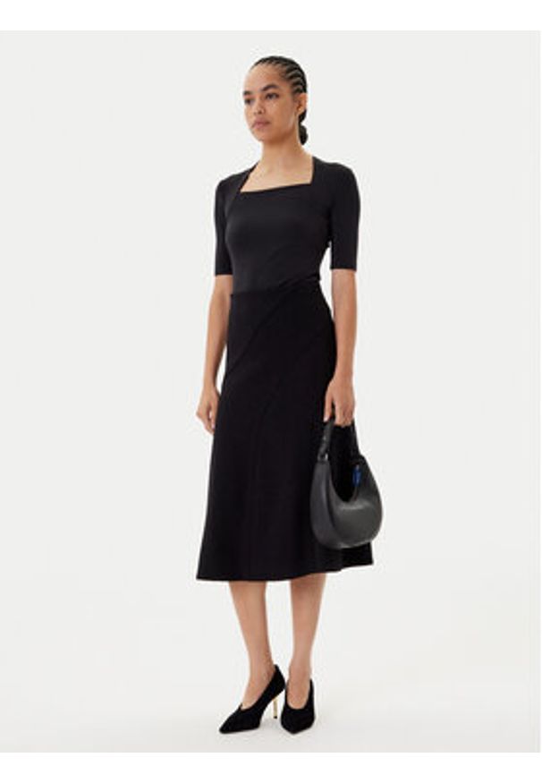 BOSS Spódnica trapezowa Vicena 50548111 Czarny Regular Fit. Kolor: czarny. Materiał: wełna