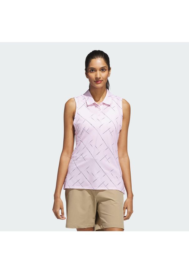 Adidas - Koszulka Ultimate365 Printed Sleeveless Polo. Typ kołnierza: polo. Kolor: różowy. Wzór: nadruk. Styl: sportowy