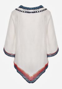 Renee - Biała Bluzka Narzutka w Stylu Boho z Rękawem 3/4 Dimiara. Okazja: na co dzień. Kolor: biały. Materiał: materiał, jeans. Wzór: haft. Styl: boho #4