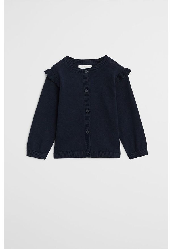 Mango Kids - Kardigan dziecięcy Alitas 80-104 cm. Okazja: na co dzień. Kolor: niebieski. Materiał: bawełna, dzianina. Wzór: gładki. Styl: casual