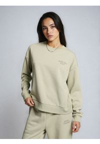 Sinsay - Bluza crewneck z napisem - niebieski. Kolor: niebieski. Wzór: napisy