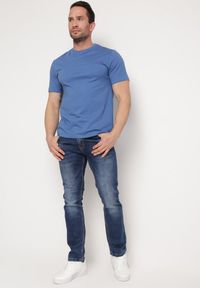 Born2be - Niebieska Koszulka T-shirt Bawełniany z Krótkim Rękawem Ereena. Kolor: niebieski. Materiał: bawełna. Długość rękawa: krótki rękaw. Długość: krótkie #3