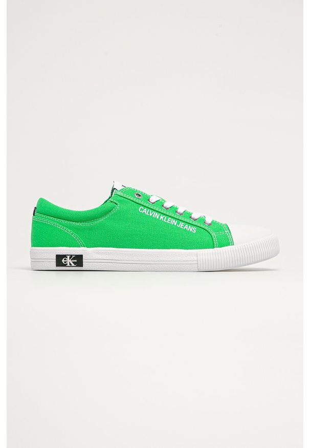 Calvin Klein Jeans - Tenisówki. Nosek buta: okrągły. Zapięcie: sznurówki. Kolor: zielony. Materiał: syntetyk, materiał, guma. Szerokość cholewki: normalna