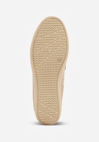 Renee - Ciemnobeżowe Mokasyny z Plecionką w Stylu Boho Galenatea. Okazja: na co dzień, do pracy. Kolor: beżowy. Materiał: jeans. Wzór: aplikacja. Sezon: lato. Styl: boho #2