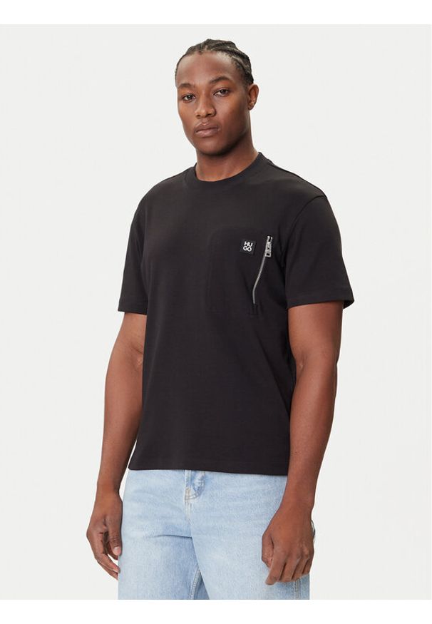 Hugo - HUGO T-Shirt Dargentee 50542566 Czarny Relaxed Fit. Kolor: czarny. Materiał: bawełna