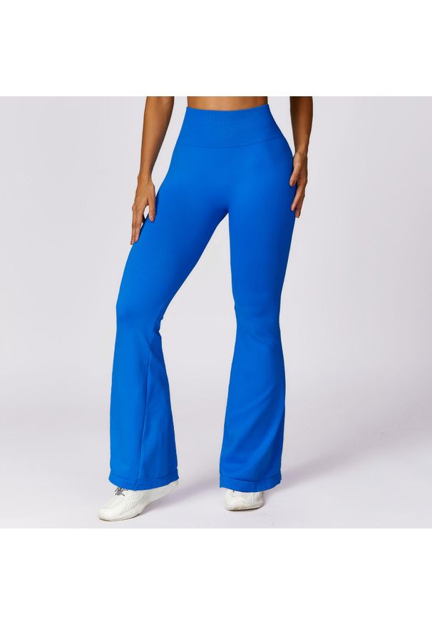 Intica - Legginsy sportowe push-up z wysokim stanem do treningu Chrysi. Stan: podwyższony. Kolor: niebieski. Materiał: materiał. Sport: fitness