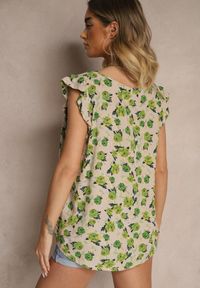 Renee - Zielona Kwiatowa Bluzka z Bawełny Ulosirenia. Okazja: na co dzień. Kolor: zielony. Materiał: bawełna. Wzór: kwiaty. Styl: elegancki, casual #5
