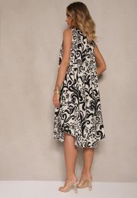 Renee - Czarna Sukienka z Bawełny z Motywem Paisley Zivanae. Okazja: na co dzień. Kolor: czarny. Materiał: bawełna. Wzór: paisley. Sezon: lato. Typ sukienki: proste. Styl: elegancki, casual