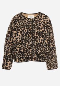 Born2be - Brązowa Panterkowa Futrzana Kurtka z Kieszeniami Sewilaine. Okazja: na co dzień. Kolor: brązowy. Materiał: futro. Styl: casual, elegancki #6