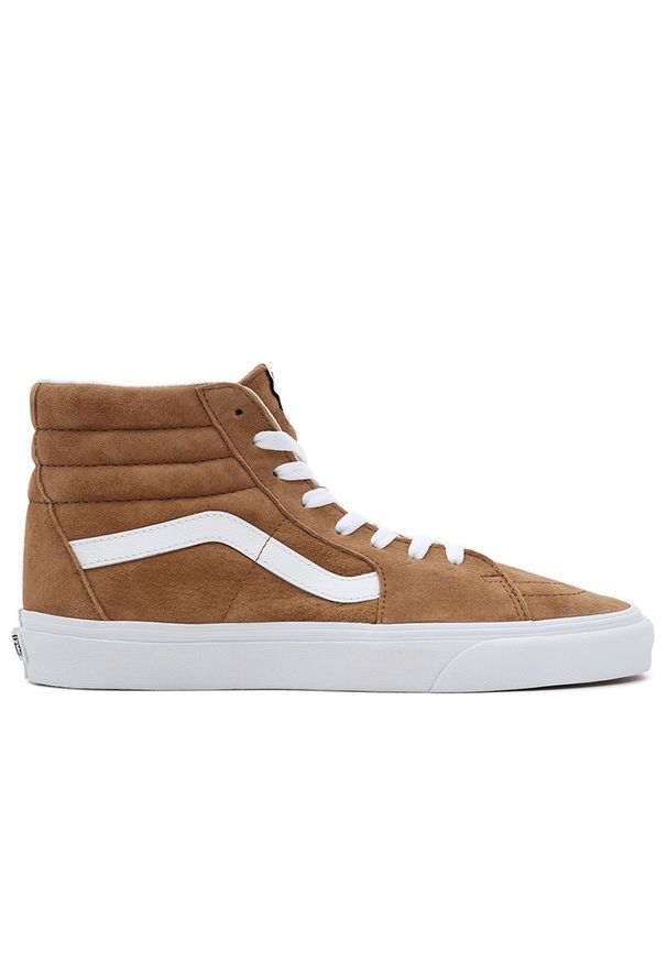 Buty Vans Pig Suede Sk8-Hi VN0005U9TBN1 - brązowe. Okazja: na co dzień. Kolor: brązowy. Materiał: zamsz, skóra, guma. Szerokość cholewki: normalna. Model: Vans SK8