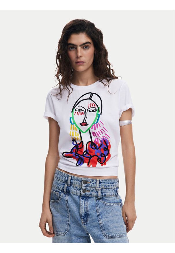 Desigual T-Shirt Misuri 25SWTKA9 Biały Regular Fit. Kolor: biały. Materiał: bawełna
