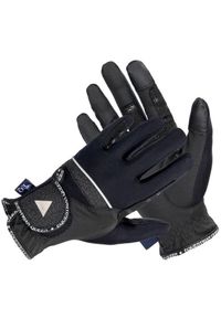 EQUESTRIAN QUEEN - Rękawiczki jeździeckie damskie EQ.QUEEN Alor. Kolor: czarny. Sport: jeździectwo #1